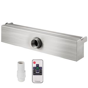 Fontana a Cascata per Piscina in Acciaio Inox con Striscia LED 30x11x8 cm, Tubo di Scarico 30x11x8 cm (L x P x A) - Product Image 1