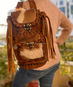 Animal Fur Cowhide Leather <b>Backpack</b> Handmade College Student <b>Backpack</b> Stylish <b>Backpack</b> - Product Image 5