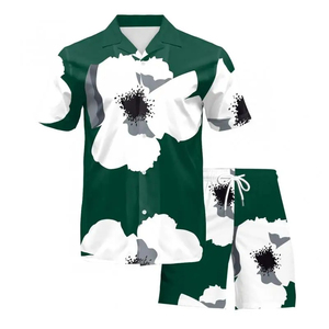 Conjunto de Camisa y Pantalones Cortos Casuales, Ropa de Moda para Vacaciones, Estilo Tropical, Ligero, para la Playa - Product Image 1