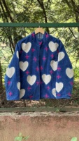 Veste décontractée en velours brodé en forme de cœur, 100 % coton, faite à la main à Jaipur, col mandarin élégant, style Suzani, automne, duveteuse