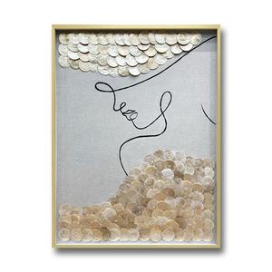 Panneau mural décoratif personnalisé en mosaïque de coquillages et nacre, style minimaliste, pour appartements haut de gamme - Product Image 1