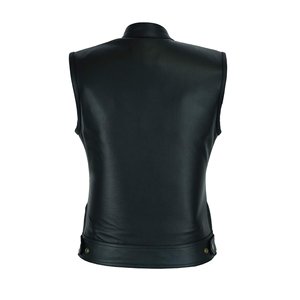 Factory Made Hot Sell <b>Leather</b> Vest Autumn Casual <b>Sleeveless</b> Quilted <b>Leather</b> <b>Jacket</b> Polyester Linnings PU Women's Waistcots - Product Image 2
