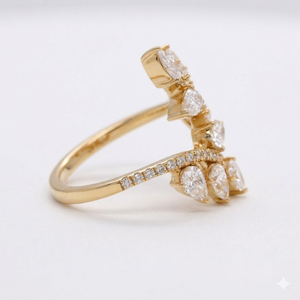 Leaf Wrap Diamond <b>Ring</b> Nature Inspired Open <b>Ring</b> Pear Cluster Band <b>Adjustable</b> Bridal <b>Ring</b> in Lab Grown Diamond 14K Solid Gold - Product Image 5