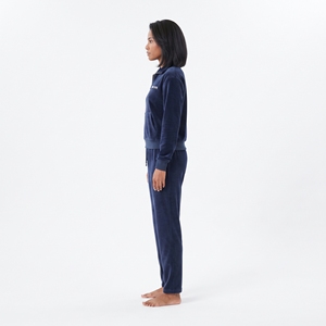 Conjunto Deportivo de Terciopelo Azul Marino para Mujer, Sudadera con Cierre de Cremallera, Pantalones Largos con Cordón Ajustable, Color Sólido, Ropa Casual de Invierno - Product Image 5