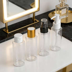 ขวดพลาสติก PET ใสทรงกระบอกขนาด 100 มล. สำหรับโลชั่น สบู่เหลว ครีมทาตัว น้ำมัน เซรั่ม บรรจุภัณฑ์เครื่องสำอางแบบกำหนดเอง ขายส่ง - Product Image 1