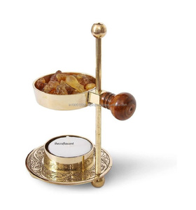 Quemador de incienso de latón pulido de lujo antiguo y soporte decorativo para el hogar de alta calidad NUEVO MODELO DE LA India con enchufe de anís estrellado - Product Image 1