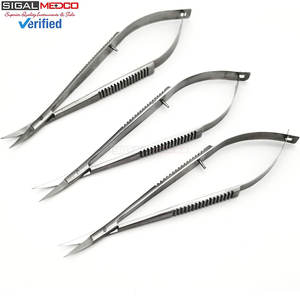 Tijeras Micro Castroviejo Curvas de 5.5 Pulgadas, Juego de 3, con Mecanismo de Resorte Manual, Acero Inoxidable Alemán, Tijeras Quirúrgicas para Coser Hilos - Product Image 6