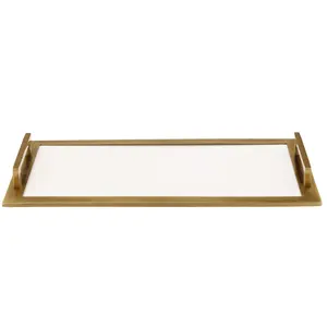 Plateau en aluminium fait main de luxe ZAHID EXPORTS ZE-3510H, multifonctionnel pour la salle à manger, bord en corde, design côtier, forme irrégulière - Product Image 4