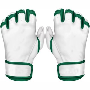 White Green <b>Leather</b> <b>Fingerless</b> Sports <b>Gloves</b> With Hook And Loop Closure Unisex All Seasons Non Slip Grip - Product Image 1
