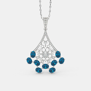 White Gold Square Halo Lab Grown Diamond Pendant Necklace - Product Image 1