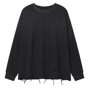 Sweat-shirt à capuche unisexe personnalisé, coupe ample, col rond, épais, délavé à l'acide et effet neige, tendance automne-hiver - Product Image 1