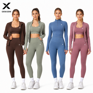 X Sports City 3-Piece Women's <b>Workout</b> Set Full-Zip <b>Jacket</b>, Sports Bra, and High-Waisted Yoga Leggings Special 3 in One Set OEM X - Product Image 1