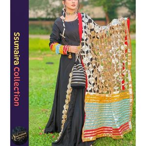 Wholesale Indian Pakistani Designer Black Anarkali Gown <b>Suit</b> with Vibrant Gota Patti Work Dupatta Elegant Faux Georgette - Product Image 1