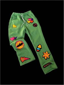 Men's <b>Stacked</b> Sweatpants Y2k Embroidered Drawstring Waist Workout <b>Jogger</b> Pants - Product Image 4