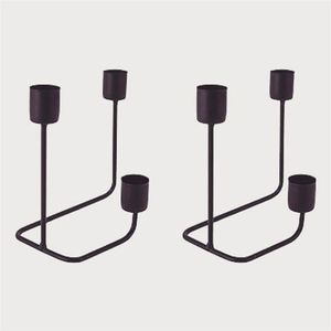 Modern <b>Black</b> Metal <b>Candelabra</b> 3-Arm Candle Holder Minimalist Iron Table Centerpiece for Wedding Home Decor Hospitality Supply - Product Image 1