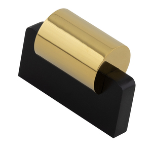 Poignée de meuble cylindrique bicolore en aluminium, design autruche, finition soie noire, PVD or, or rose, noir - Product Image 6