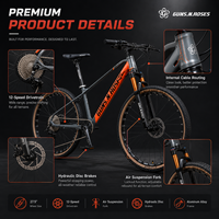 Vélo de montagne à cadre rigide de 27,5 pouces, 12 vitesses, avec fourche à suspension pneumatique, frein à disque hydraulique, cadre en alliage d'aluminium, OEM ODM