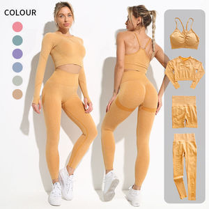 Ensemble de yoga premium 4 pièces pour femme : Leggings taille haute et veste, tenue de sport extensible 4 directions, stock USA - Product Image 1