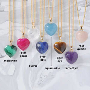 Collier avec pendentif en forme de cœur en cristal, chaîne en or, bijoux de guérison spirituelle - Product Image 4