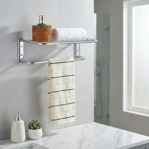 Étagère d'angle moderne pour rangement de salle de bain, double niveau, finition chromée, capacité de 5 lb, pour la maison, les hôtels, vente sur Shopee, fabricant - Product Image 2