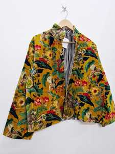 Latest Design Yellow Floral Soft Velvet Bomber <b>Jacket</b> For Women Luxury Winter Coat Boho Bridal Outerwear Elegant <b>Bridesmaid</b> - Product Image 6