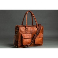 Sac à main d'affaires classique pour homme en cuir véritable marron foncé, neuf, avec fermeture éclair durable, vente en gros