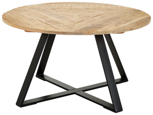 โต๊ะกาแฟทรงกลมพับได้ โครงโลหะสีดำ หน้าโต๊ะไม้มะม่วงเนื้อแข็ง ดีไซน์ทันสมัยสำหรับห้องนั่งเล่น - Product Image 2