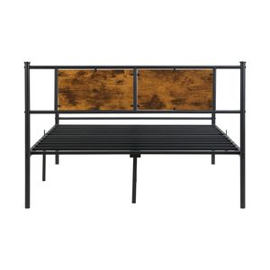 Struttura letto matrimoniale in metallo nero con decorazione testiera in legno - Product Image 6