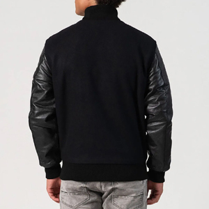 Chaqueta Varsity Personalizada para Hombre, Cuerpo de Lana con Mangas de Cuero Genuino, Parche Bordado de Alta Calidad, Chaqueta Bomber Varsity - Product Image 4