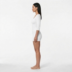 Conjunto Deportivo de Dos Piezas Personalizado para Mujer, Top Ajustado de Manga Larga y Pantalones Cortos, Ropa Deportiva Elástica para Yoga y Fitness - Product Image 2