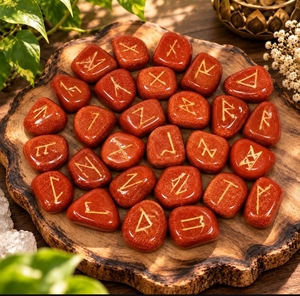 Juego de Runas de Jaspe Rojo Natural Espiritual, Hecho a Mano, Conjuntos de Runas de Ágata, Cristales de Piedras Preciosas al por Mayor, Comprar en Ruhi Agate - Product Image 3