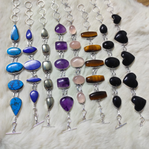 Brazalete de labradorita de piedras preciosas naturales, pulseras Unisex, regalo al por mayor, joyería de cristal de calidad superior, pulseras de cadena de eslabones - Product Image 3