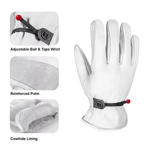 New Custom Design Industrial Work Safety Driving <b>Gloves</b> Durable Soft Natural White Premium Cowhide Leather Truck Driver <b>Gloves</b> - Product Image 2