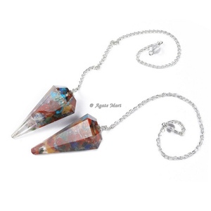 Nuevo diseño, venta al por mayor, Péndulo de orgonita Aqua de calidad superior con cadena de plata para curación y meditación de la India - Product Image 5