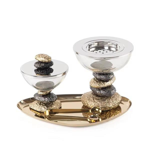 Juego de quemador de incienso metálico hecho a mano con tapa y bandeja a juego para aromaterapia, decoración de mesa para el hogar, Ramadán, quemador de Bakhoor. - Product Image 2
