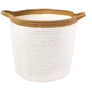 Handicraft High Quality Woven Cotton Rope <b>Storage</b> Basket With Handle 100% Natural Eco-friendly Home Decor Basket - Product Image 6