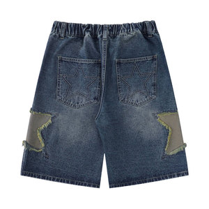 Shorts en jean délavé de style streetwear de haute qualité, décontractés, avec patchwork et appliques, pour hommes - Product Image 6