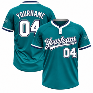 Maillot de baseball OEM personnalisé à manches courtes par sublimation, col côtelé rayé, boutonné, uniforme de sport pour ligue de softball, ODM - Product Image 1