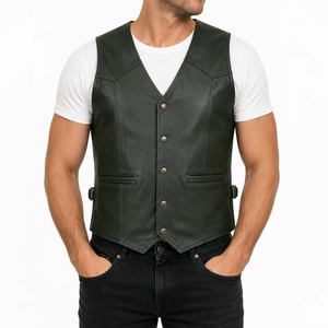 <b>Men</b> Casual Winter Breathable Leather <b>Vest</b> High Performance Windproof Sleeveless Outer Wear Customized Design - Product Image 1