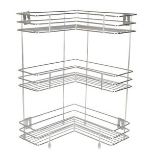 Étagère de rangement en acier inoxydable en forme de L, organisateur d'angle triple couche pour cuisine et salle de bain, support d'étagère peu encombrant - Product Image 5