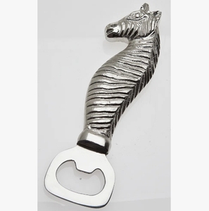 Décapsuleur en métal tête de zèbre finition argentée, accessoire de bar, outil de cuisine, accessoire de table, cadeau sur le thème de la faune, décoration, vente en gros - Product Image 1