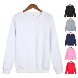 เสื้อสเวตเชิ้ตคอกลมแบบยูนิเซ็กซ์ ทรงโอเวอร์ไซส์ สีพื้น ผ้าถัก 100% คอตตอน สวมใส่สบายในฤดูหนาว สีขาว ดำ เทา กรมท่า ชมพู แดง - Product Image 1