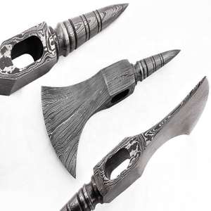 Tête de hache à double lame forgée en acier Damas de qualité industrielle, hache de rechange Viking de haute qualité pour l'extérieur, personnalisable - Product Image 1