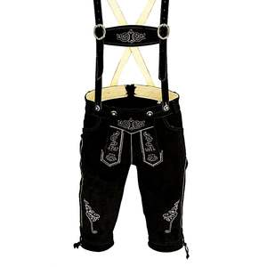 Lederhosen Bávaros Premium para Hombre, Negros, de Lana, Rectos, con Bordado, Cuero Vacuno Resistente, Tallas Europeas 46 a 62 - Product Image 1