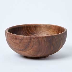 Bol à salade en bois d'acacia personnalisé avec logo, prix de gros, ensemble de bols et assiettes en bois pour service de soupes et plats, vaisselle de cuisine de luxe - Product Image 2