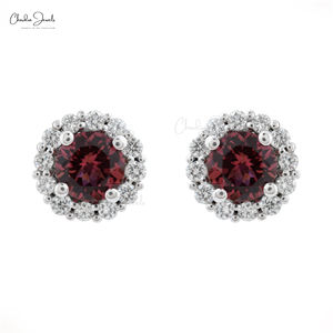 Prêt à expédier – Boucles d'oreilles clous en tourmaline rose taille brillant 5 mm certifiées IGI, or blanc 14 carats, fournisseur de bijoux diamant G-H - Product Image 1