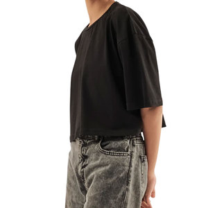 เสื้อครอปท็อปสตรีทแวร์ทรงโอเวอร์ไซส์ ไหล่ตก ทรงบ็อกซี่ แขนสั้น ผ้าฝ้ายลำลอง เสื้อหลวมๆ เสื้อครอปท็อปโอเวอร์ไซส์ผู้หญิง รุ่นปี 2026 - Product Image 2