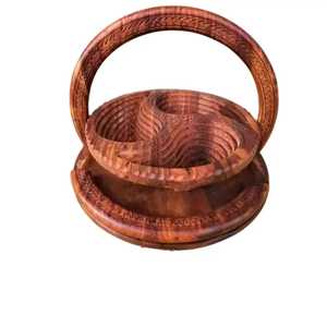 Premium Round Wooden Dry Fruit <b>Box</b> with Carved <b>Floral</b> Knob Glass Lid 3 Compartment Nut Serving Tray Luxury Snack Storage Organiz - Product Image 3