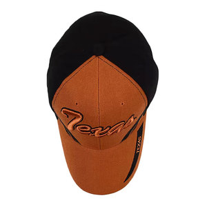 Casquette de baseball en jean brodé à 6 panneaux, orange et noir, unisexe, réglable avec boucle métallique, style sportif et décontracté pour adultes, toutes saisons - Product Image 4