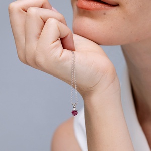 14K Pure Gold Heart-Cut <b>Ruby</b> Rabbit Ear Bale Pendant With Diamond 2026 New Arrival Valentine Day Gift Gemstone Pendant <b>Necklace</b> - Product Image 4